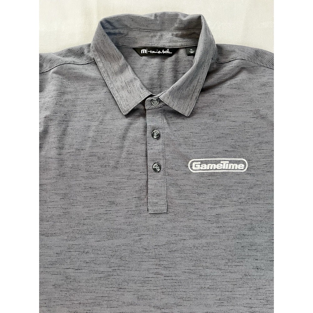 Travis Mathew Polo Shirt Men XL Gray Golf Short Sleeve Game Time Logo